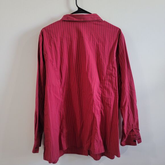 Catherines Womens‎ Button Up Top Size 2X Red Striped Non Iron Career - Picture 3 of 6